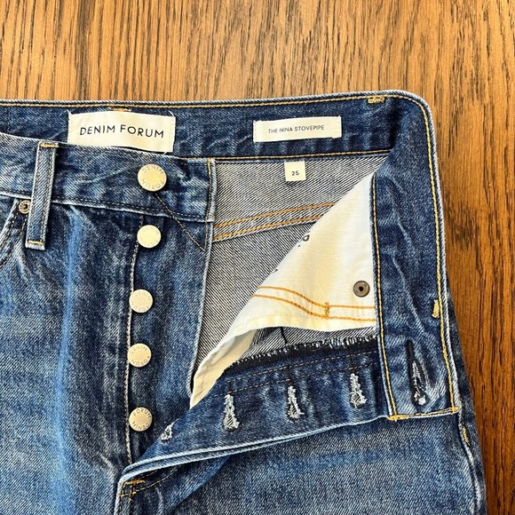 Denim Forum Aritzia The Nina Stovepipe Straight Leg Jeans Button Fly  Size 26 - Picture 4 of 13